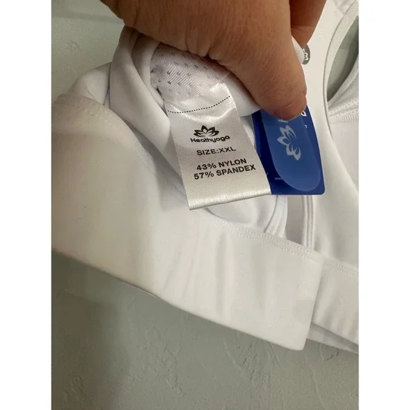 Healthyoga White Athletic Sports Bra Support Medium Impact Breathable NWT - Picture 4 of 6